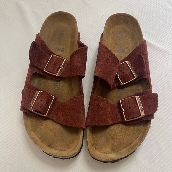 BIRKENSTOCK Women's Arizona EU39 US 8 Suede Zinfandel 2 Straps Slide Sandals - Picture 1 of 6